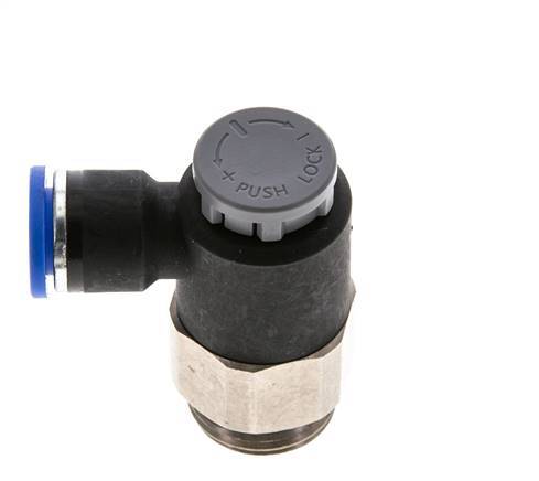 Flow Control Valve Meter-Out Elbow 10 mm - G1/2'' Brass/PA 66 Locknut