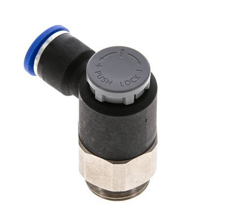 Flow Control Valve Meter-Out Elbow 10 mm - G1/2'' Brass/PA 66 Locknut