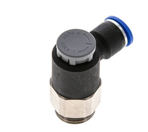 Flow Control Valve Meter-Out Elbow 10 mm - G1/2'' Brass/PA 66 Locknut
