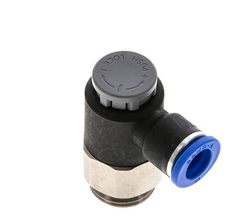 Flow Control Valve Meter-Out Elbow 10 mm - G1/2'' Brass/PA 66 Locknut