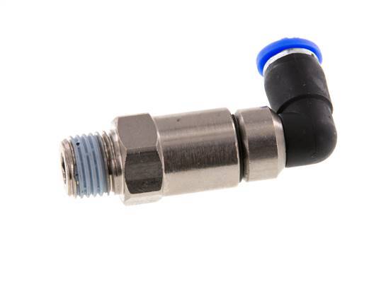 coude 6mm & R1/4'' Joint rapide pivotant Filets mâles Push-In Laiton nickele/PBT NBR Rotatif