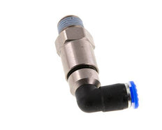 coude 6mm & R1/4'' Joint rapide pivotant Filets mâles Push-In Laiton nickele/PBT NBR Rotatif