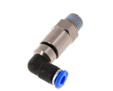 coude 6mm & R1/4'' Joint rapide pivotant Filets mâles Push-In Laiton nickele/PBT NBR Rotatif