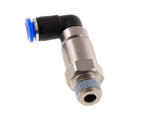 coude 6mm & R1/4'' Joint rapide pivotant Filets mâles Push-In Laiton nickele/PBT NBR Rotatif