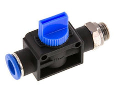 vanne manuelle d'arrêt à 3/2 voies 10 mm - G1/4'' plastique/laiton Filetage côté ventilation