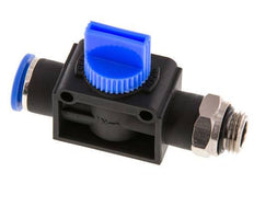 vanne manuelle d'arrêt à 3/2 voies 10 mm - G1/4'' plastique/laiton Filetage côté ventilation