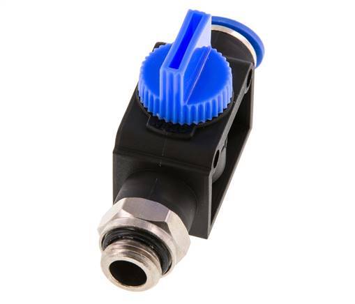 vanne manuelle d'arrêt à 3/2 voies 10 mm - G1/4'' plastique/laiton Filetage côté ventilation