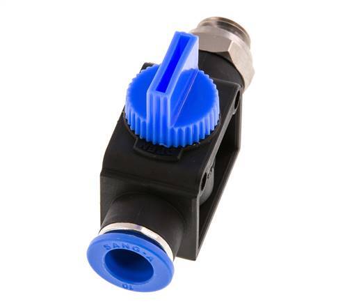 vanne manuelle d'arrêt à 3/2 voies 10 mm - G1/4'' plastique/laiton Filetage côté ventilation