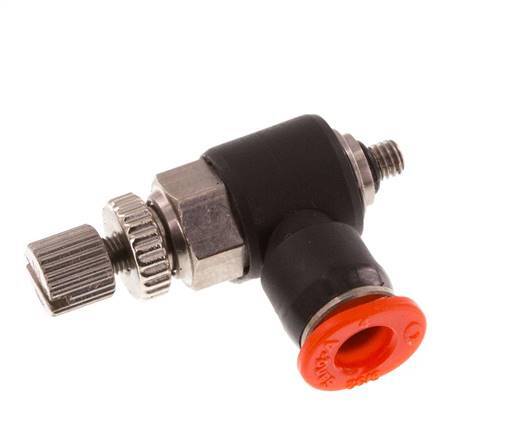 Flow Control Silencer Meter-In Elbow 4 mm - M3 Brass/PBT
