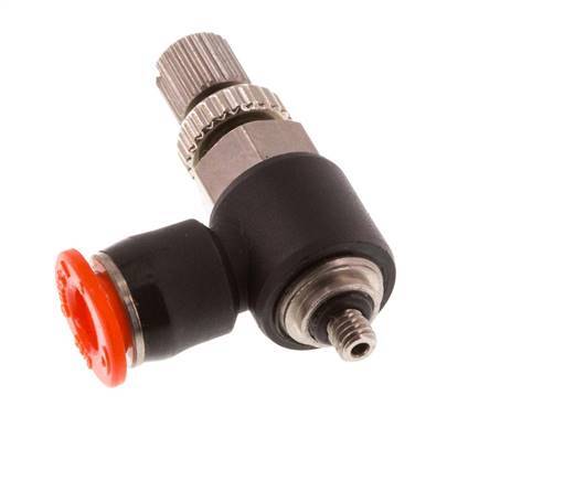 Flow Control Silencer Meter-In Elbow 4 mm - M3 Brass/PBT