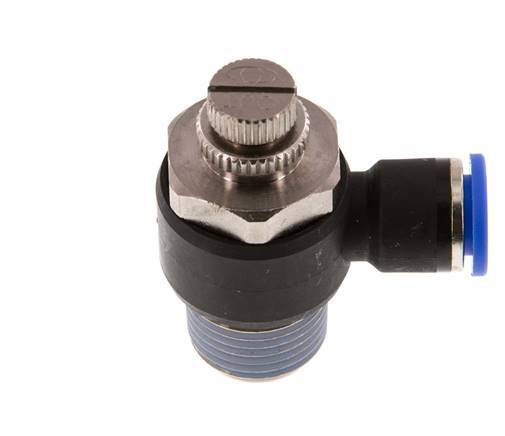 Coude de sortie du compteur du silencieux Flow Control 10 mm - R1/2'' Brass/PA 66