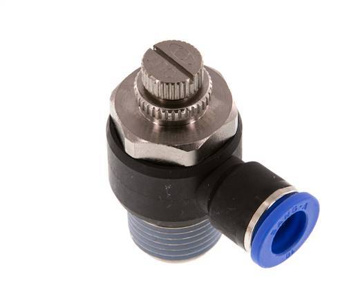 Coude de sortie du compteur du silencieux Flow Control 10 mm - R1/2'' Brass/PA 66