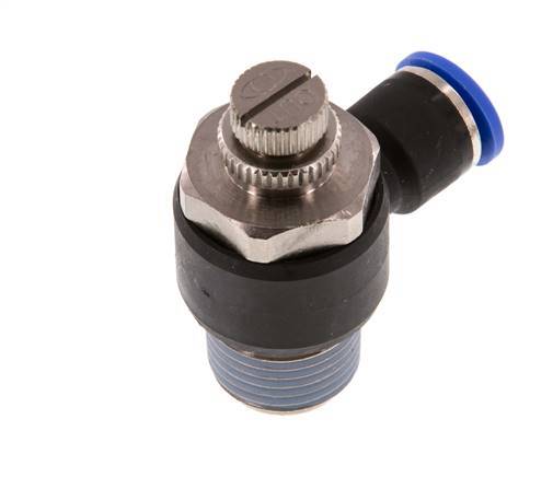 Coude de sortie du compteur du silencieux Flow Control 10 mm - R1/2'' Brass/PA 66