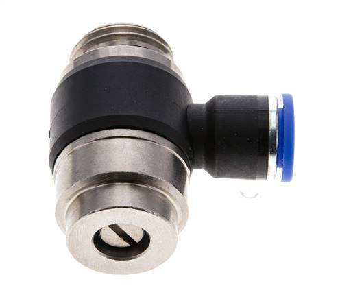 Coude de sortie du compteur du silencieux de contrôle du débit 10 mm - G1/2'' Laiton/PA 66 Vis fendue
