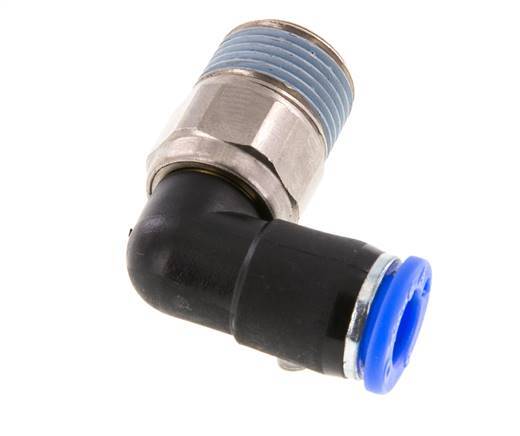 coude 8mm & R3/8'' Joint pivotant Filets mâles à enfoncer Laiton nickele/PBT NBR Rotatif