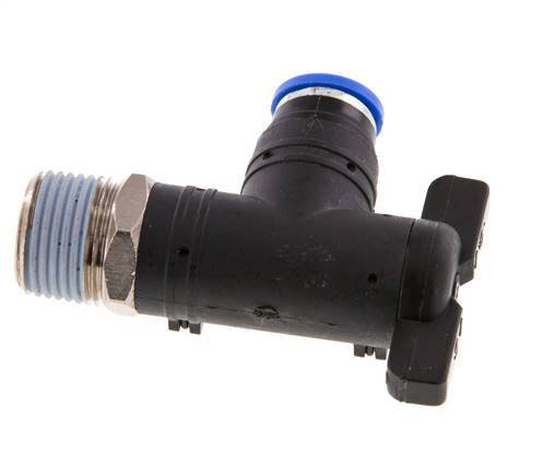 robinet à bille coudé à 2 voies 8 mm - R3/8'' Plastique/laiton