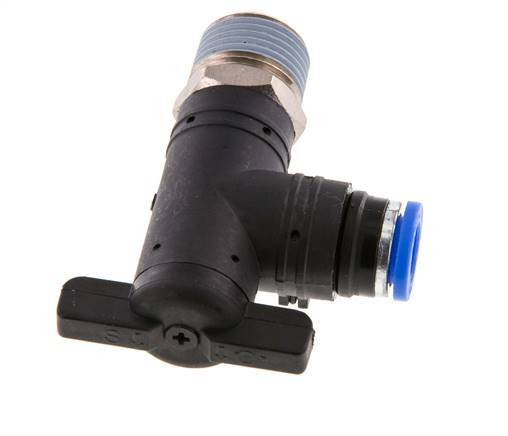 robinet à bille coudé à 2 voies 8 mm - R3/8'' Plastique/laiton