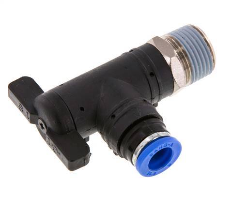 robinet à bille coudé à 2 voies 8 mm - R3/8'' Plastique/laiton