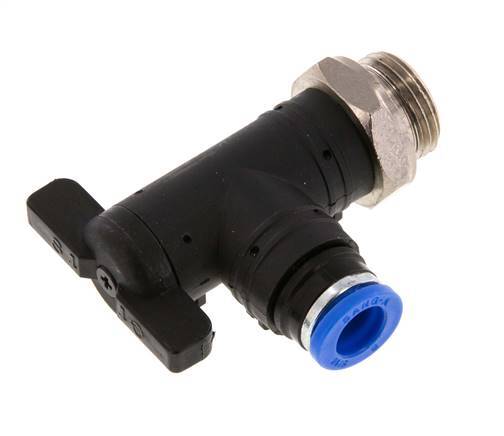 vanne à bille coudée à 2 voies 8 mm - G3/8'' plastique/laiton