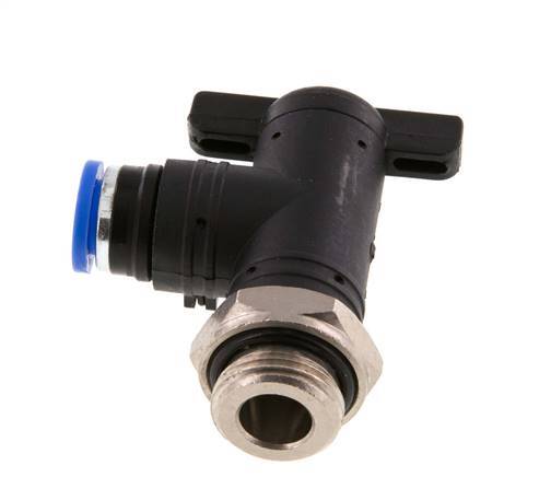 vanne à bille coudée à 2 voies 8 mm - G3/8'' plastique/laiton