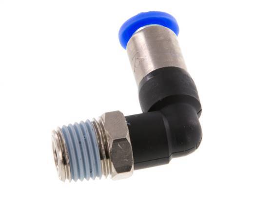 Raccord à Enfoncer 6mm & R1/4'' Mâle Coude Autobloquant en Laiton/PBT 0-10bar (0-145psi) [2 Pièces].