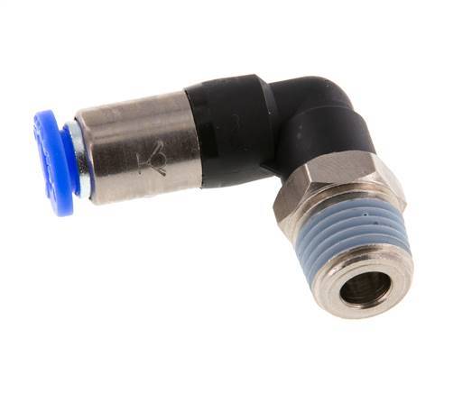 Raccord à Enfoncer 6mm & R1/4'' Mâle Coude Autobloquant en Laiton/PBT 0-10bar (0-145psi) [2 Pièces].
