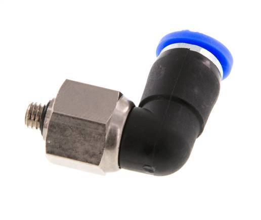 raccord tournant coude 6mm & M5 Filets mâles à enfoncer Laiton nickele/PBT NBR Rotatif