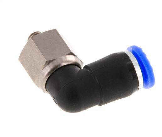 raccord tournant coude 6mm & M5 Filets mâles à enfoncer Laiton nickele/PBT NBR Rotatif