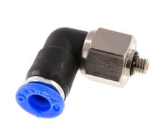 raccord tournant coude 6mm & M5 Filets mâles à enfoncer Laiton nickele/PBT NBR Rotatif