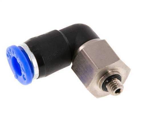 raccord tournant coude 6mm & M5 Filets mâles à enfoncer Laiton nickele/PBT NBR Rotatif