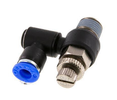 Silencieux de contrôle d'écoulement Sortie de compteur rotative 6 mm - R1/4'' Laiton/PA 66