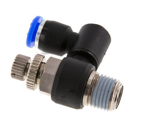 Silencieux de contrôle d'écoulement Sortie de compteur rotative 6 mm - R1/4'' Laiton/PA 66