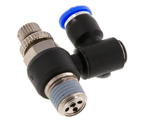 Silencieux de contrôle d'écoulement Sortie de compteur rotative 6 mm - R1/4'' Laiton/PA 66