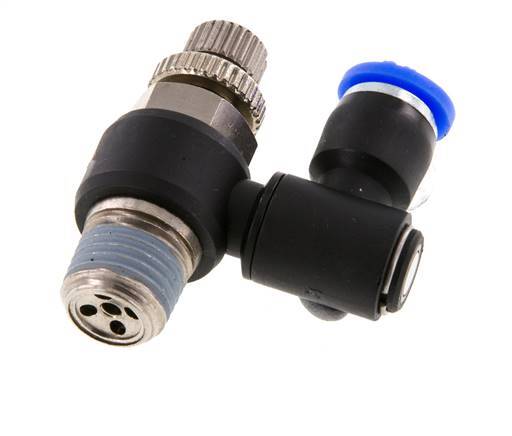 Silencieux de contrôle d'écoulement Sortie de compteur rotative 6 mm - R1/4'' Laiton/PA 66