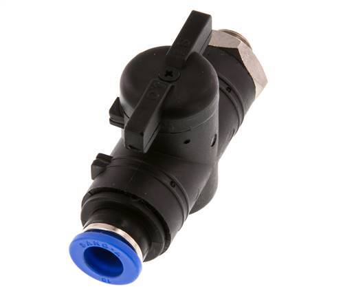 vanne à boule droite à 2 voies 10 mm - G1/4'' plastique/laiton