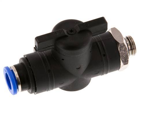 vanne à boule droite à 2 voies 10 mm - G1/4'' plastique/laiton