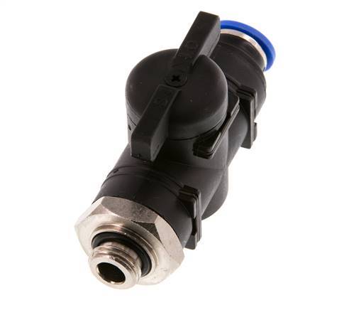 vanne à boule droite à 2 voies 10 mm - G1/4'' plastique/laiton