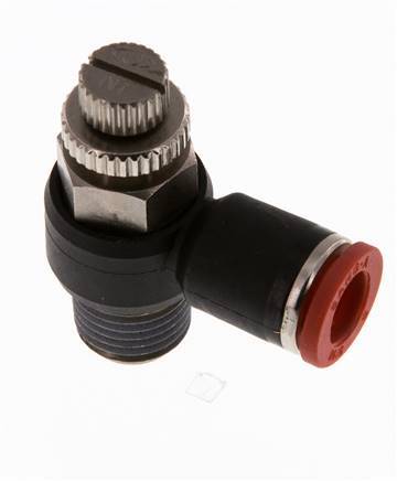 Coude d'entrée du silencieux de contrôle de débit 8 mm - R1/4'' laiton/PA 66