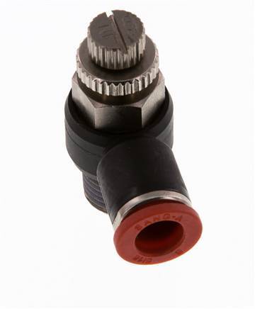 Coude d'entrée du silencieux de contrôle de débit 8 mm - R1/4'' laiton/PA 66