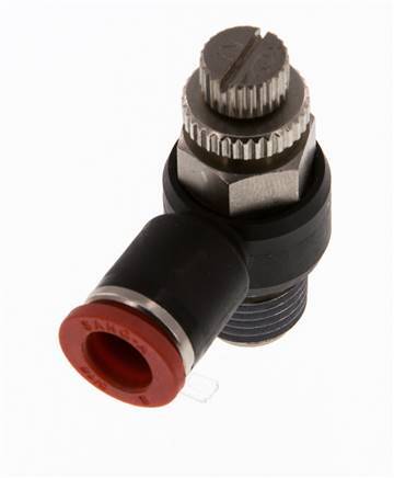 Coude d'entrée du silencieux de contrôle de débit 8 mm - R1/4'' laiton/PA 66