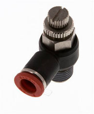 Coude d'entrée du silencieux de contrôle de débit 8 mm - R1/4'' laiton/PA 66