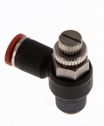 Coude d'entrée du silencieux de contrôle de débit 8 mm - R1/4'' laiton/PA 66