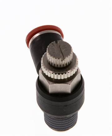 Coude d'entrée du silencieux de contrôle de débit 8 mm - R1/4'' laiton/PA 66