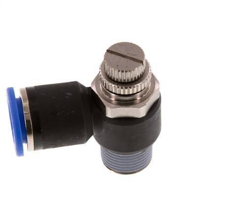 Coude de sortie de compteur du silencieux Flow Control 12 mm - R3/8'' laiton/PA 66
