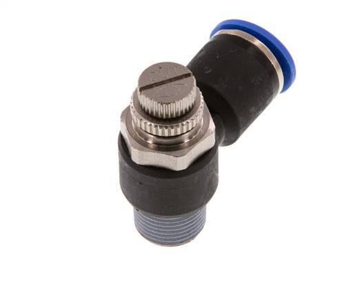 Coude de sortie de compteur du silencieux Flow Control 12 mm - R3/8'' laiton/PA 66