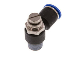 Coude de sortie de compteur du silencieux Flow Control 12 mm - R3/8'' laiton/PA 66