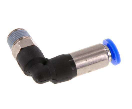 Raccord à Enfoncer 4mm & R1/8'' Mâle Coude Autobloquant en Laiton/PBT 0-10bar (0-145psi) [2 pièces].