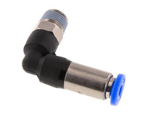 Raccord à Enfoncer 4mm & R1/8'' Mâle Coude Autobloquant en Laiton/PBT 0-10bar (0-145psi) [2 pièces].