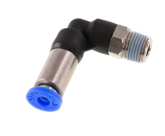 Raccord à Enfoncer 4mm & R1/8'' Mâle Coude Autobloquant en Laiton/PBT 0-10bar (0-145psi) [2 pièces].
