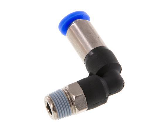 Raccord à Enfoncer 4mm & R1/8'' Mâle Coude Autobloquant en Laiton/PBT 0-10bar (0-145psi) [2 pièces].